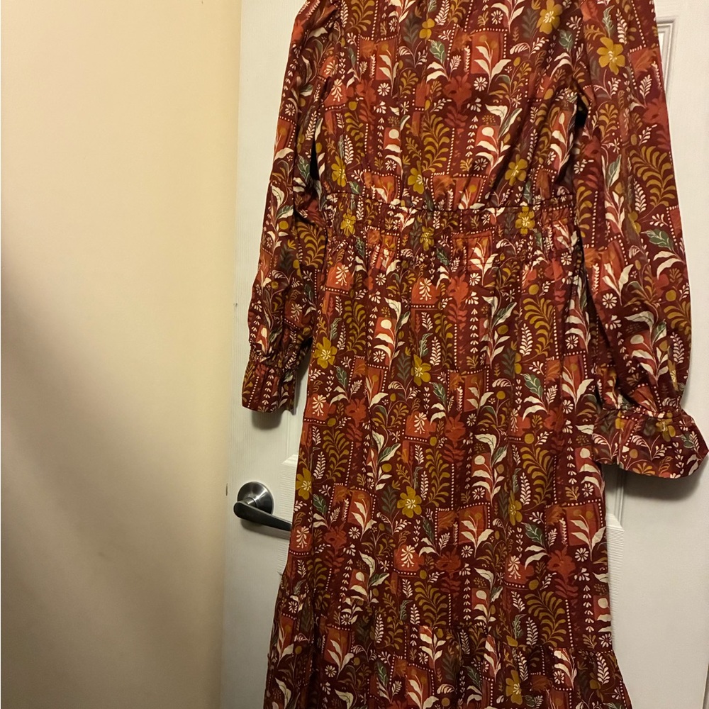 Umgee Autumn Floral Dress - Burgundy and Mustard - Picture 2 of 4